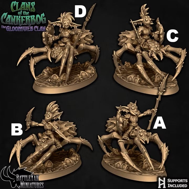 Gloomcrawler Riders, Swamp Spider Goblin Cavalry - Melee Squad (4 Variants Available) - Battle Yak
