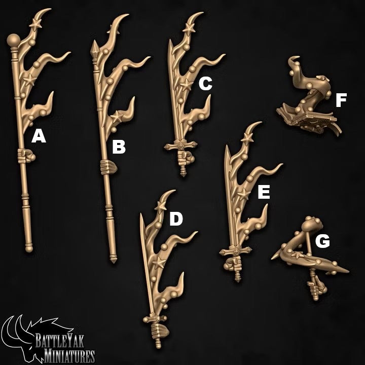 Arcanum Collegiate Invocation Weapons & Trinkets, Human Wizard Customisation Pack (13 Variants Available) - Battle Yak
