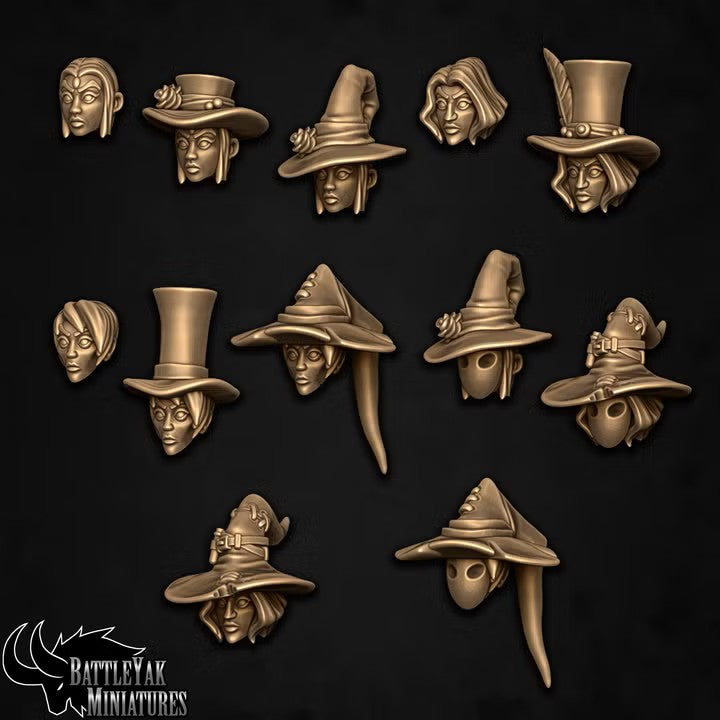 Collegiate Invocation Mage Heads, Human Wizard Customisation Pack (12 Variants Available) - Battle Yak