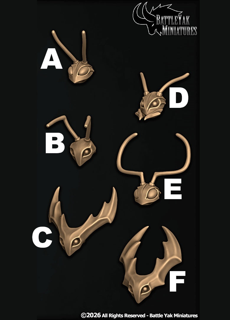 Soulfire Sanctum Heads, Insect Folk Customisation Pack - 28mm Scale (19 Variants Available) - Battle Yak