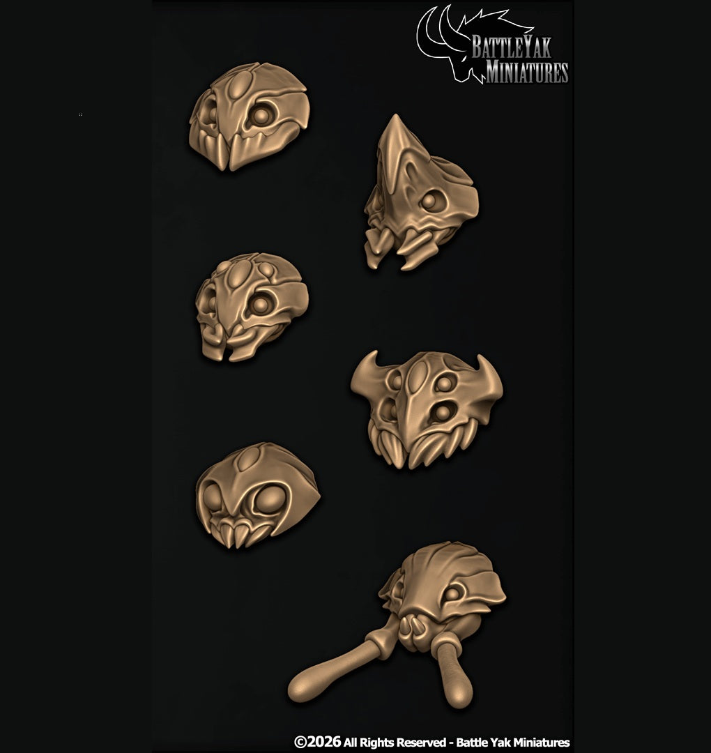 Soulfire Sanctum Heads, Insect Folk Customisation Pack - 28mm Scale (19 Variants Available) - Battle Yak