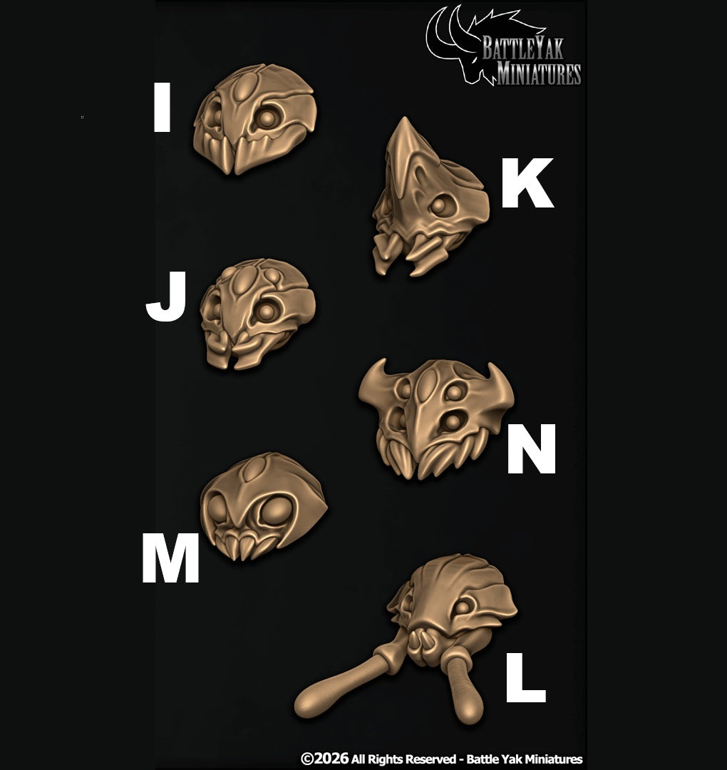 Soulfire Sanctum Heads, Insect Folk Customisation Pack - 28mm Scale (19 Variants Available) - Battle Yak