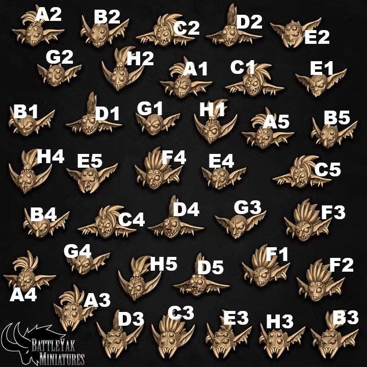 Spiderbite Heads, Goblin-Spider Customisation Pack (34 Variants Available) - Battle Yak