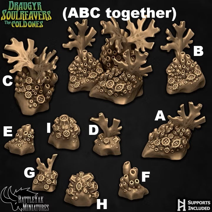 Abyssal Depths Terrain, Deep Sea Barnacles and Kelp (9 Variants Available) - Battle Yak