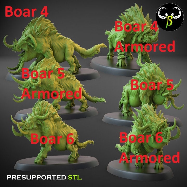 Savage Warboars Squad 2 (6 Variants Available) - Clay Beast Creations