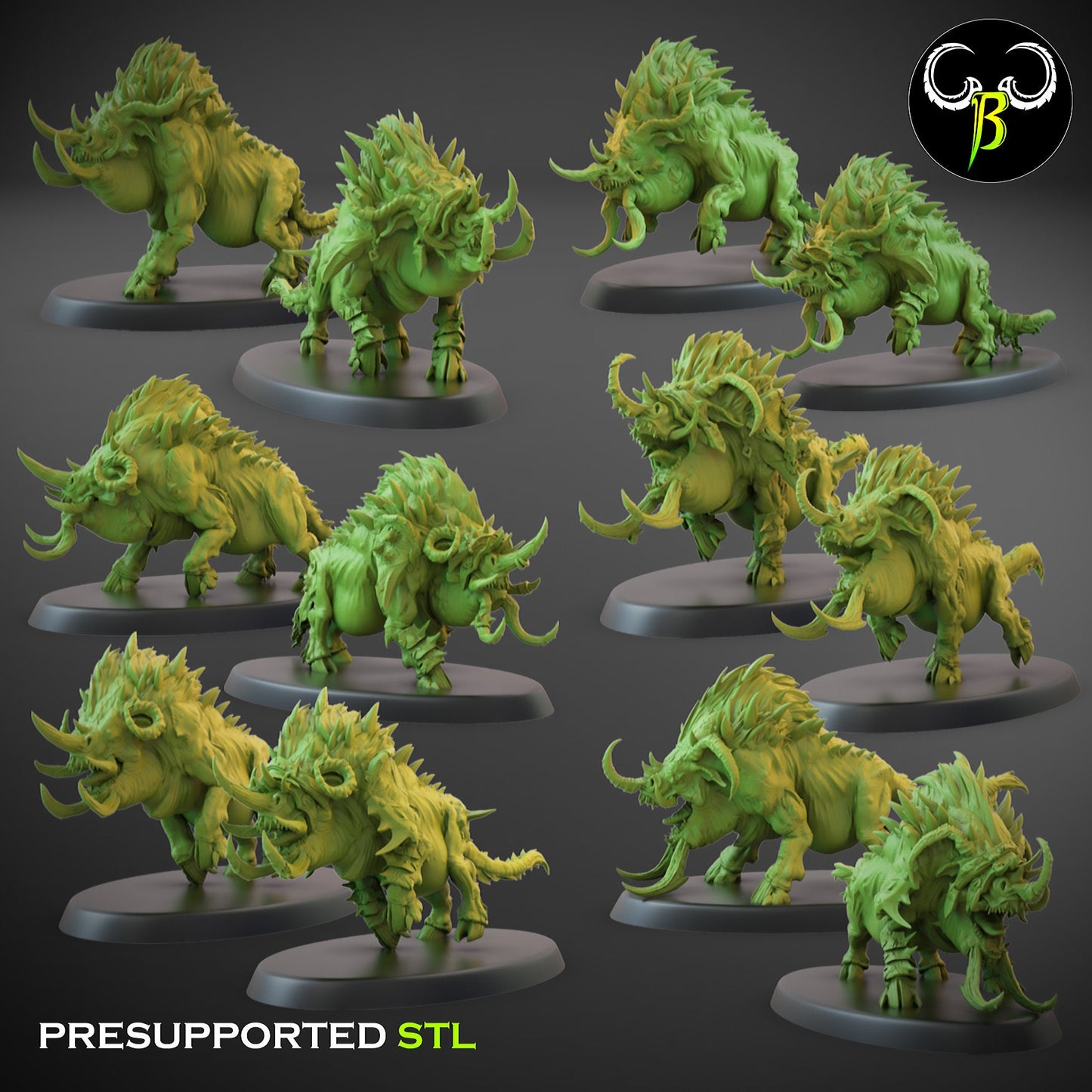 Savage Warboars Squad 2 (6 Variants Available) - Clay Beast Creations