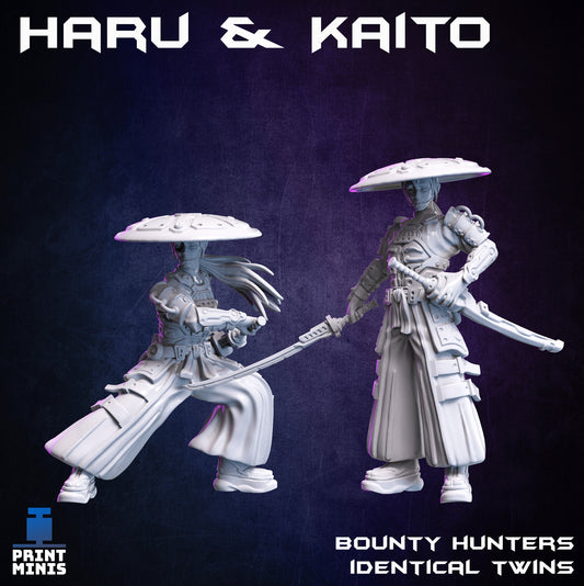 Haru and Kaito - Samurai Twins (2 Variants Available) - Print Minis