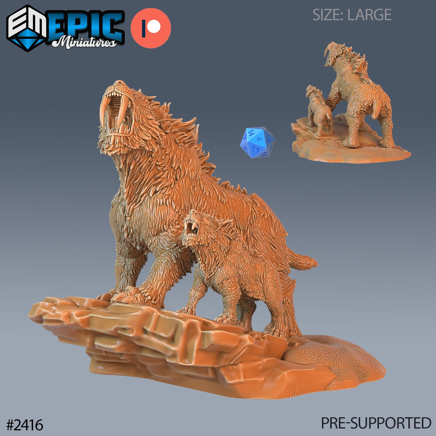 Sabretooth Tiger (5 Variants Available) - Epic Miniatures