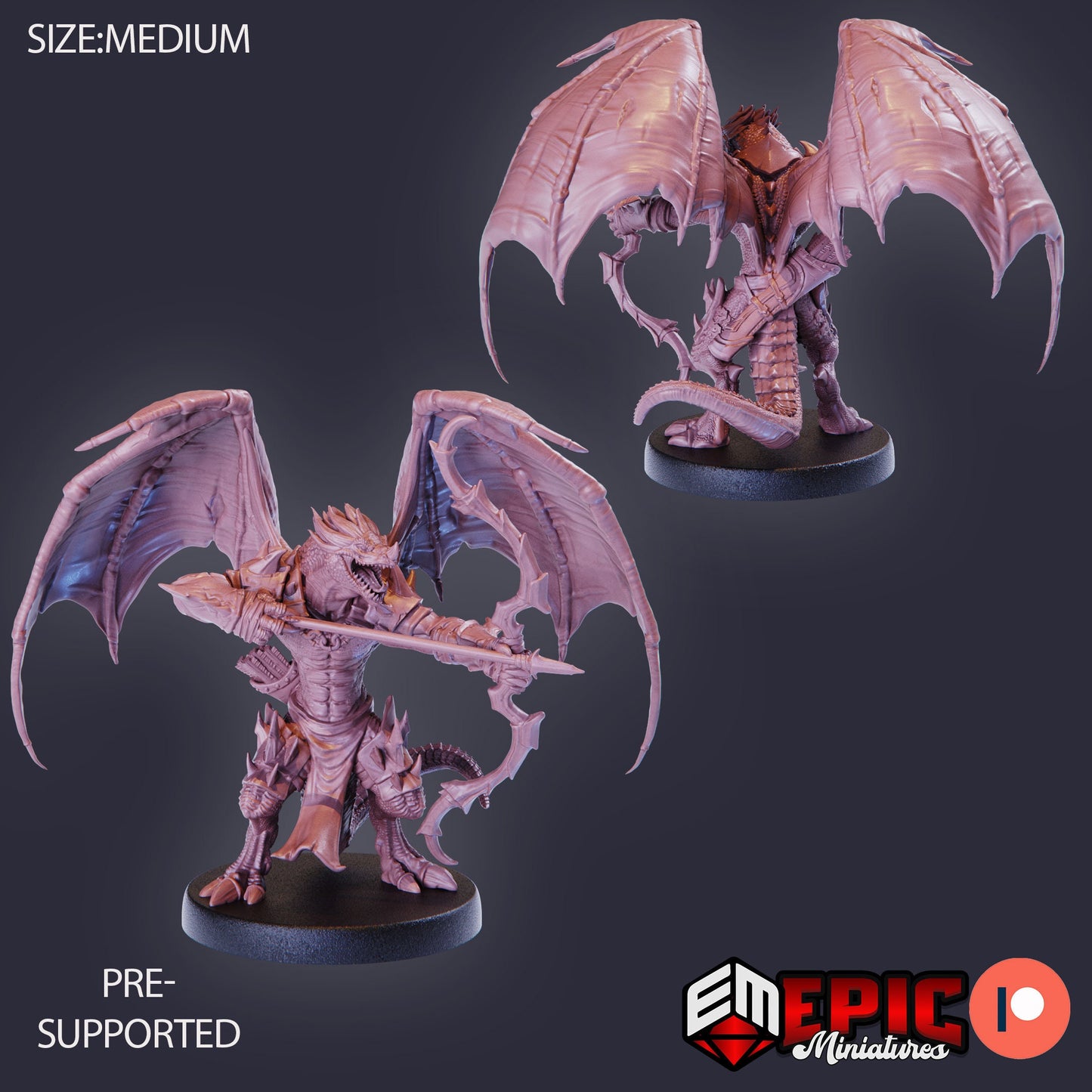Flying Dragonborn (4 Variants) - Epic Miniatures