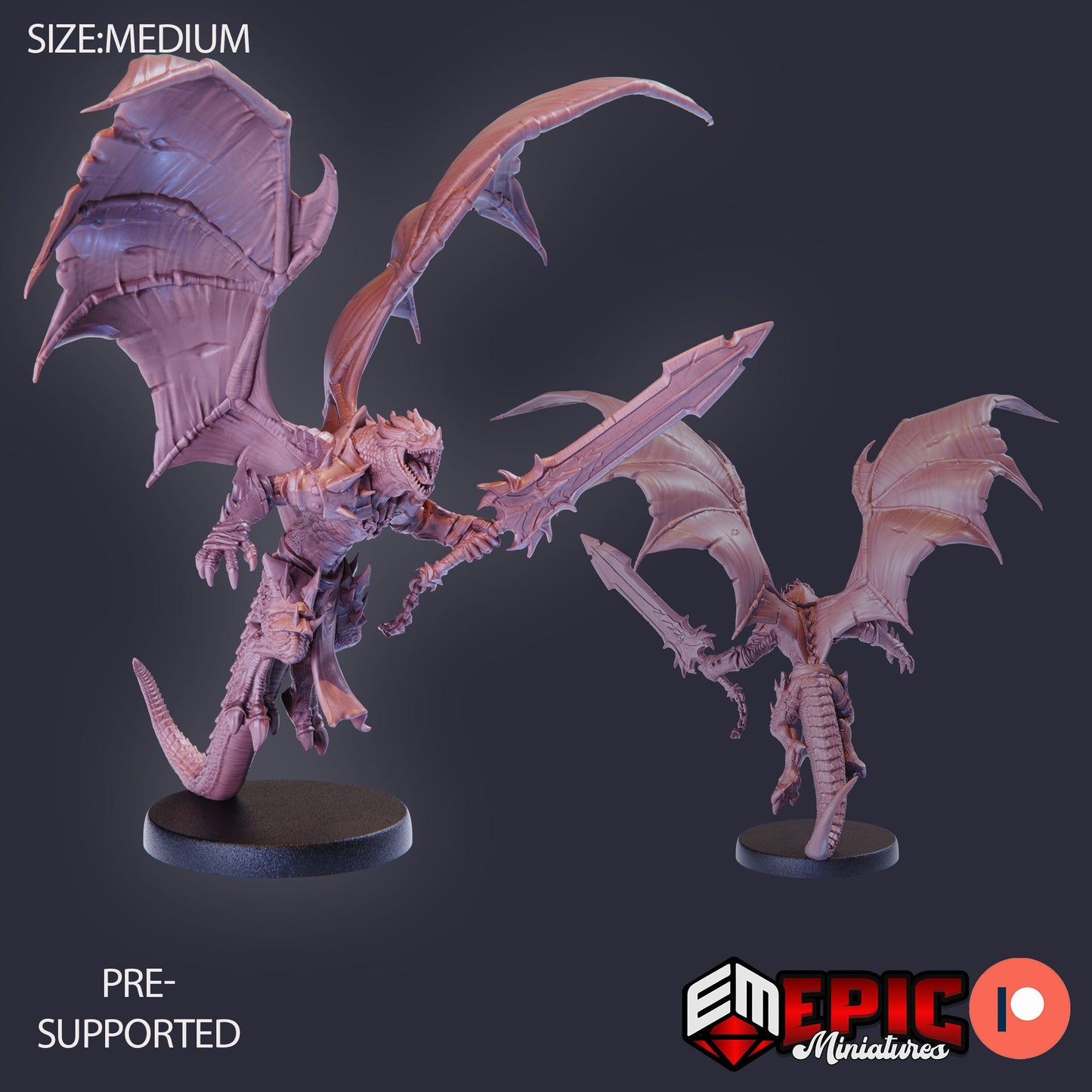 Flying Dragonborn (4 Variants) - Epic Miniatures