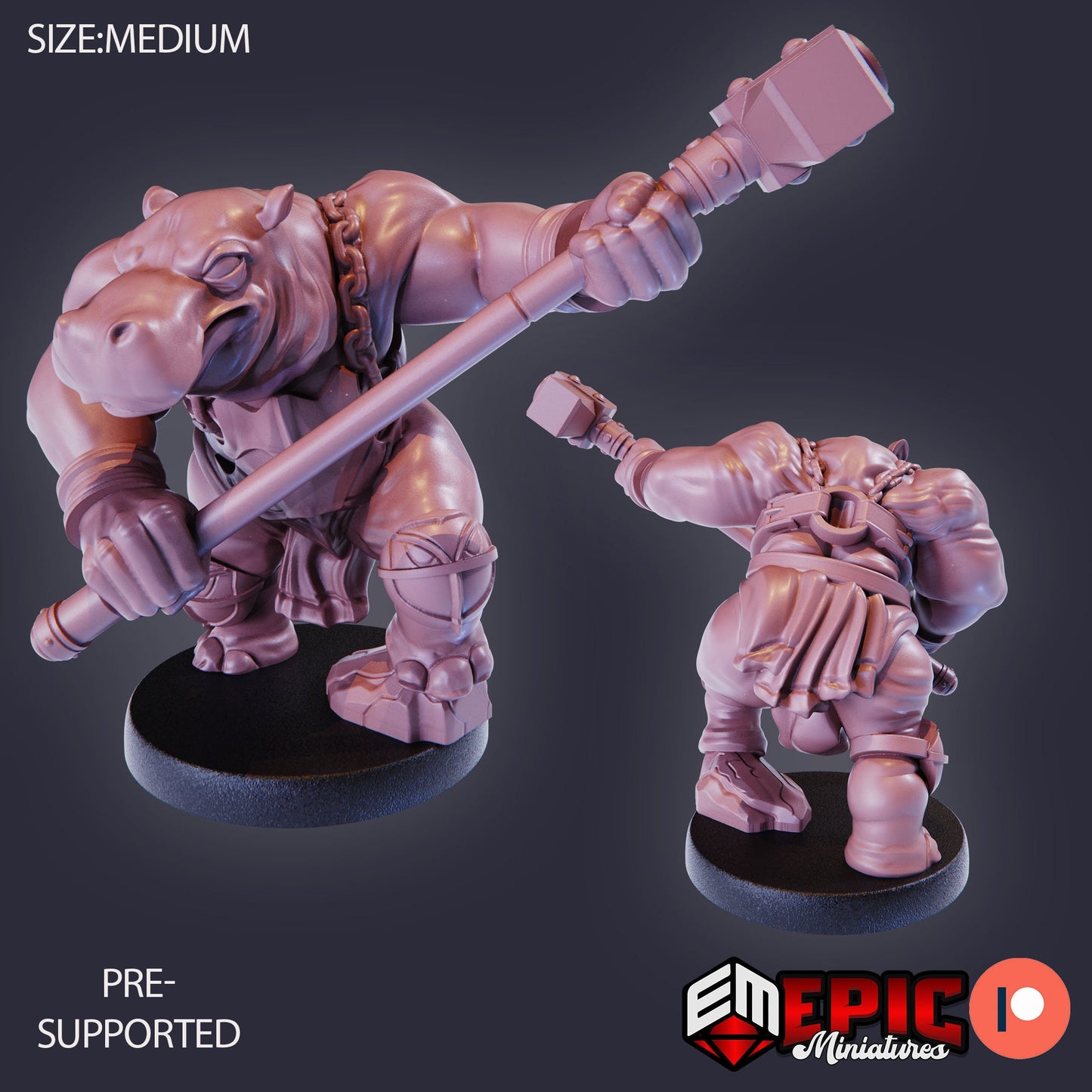Hippo Warrior (4 Variants) - Epic Miniatures