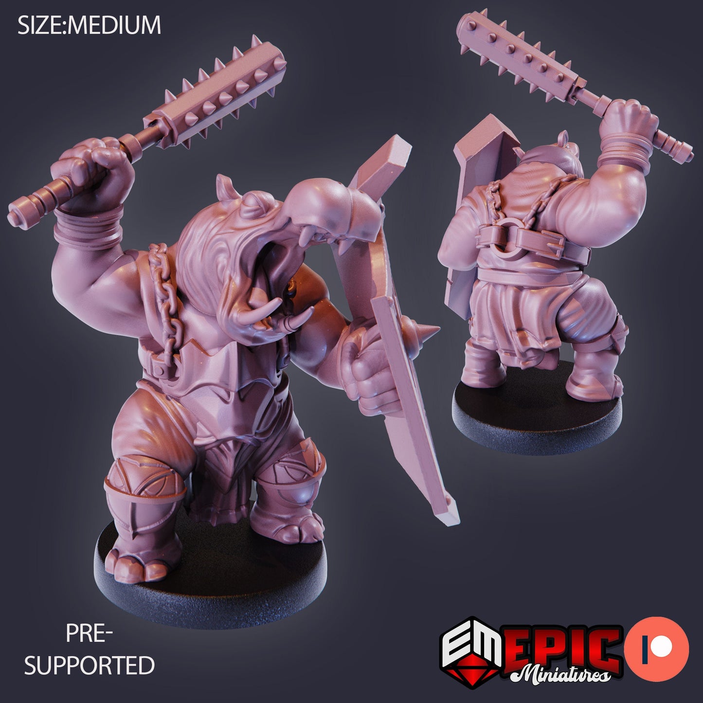 Hippo Warrior (4 Variants) - Epic Miniatures