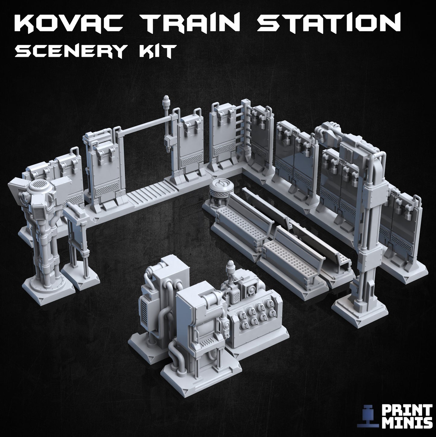 Kovac Train Station Walls - Scenery Kit - Print Minis