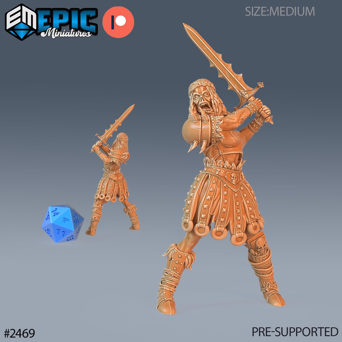 Zombie Knight Female (3 Variants Available) - Epic Miniatures