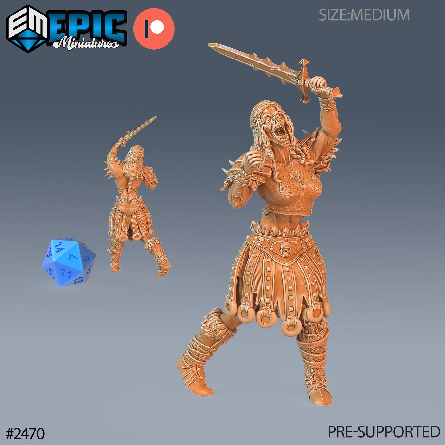 Zombie Knight Female (3 Variants Available) - Epic Miniatures