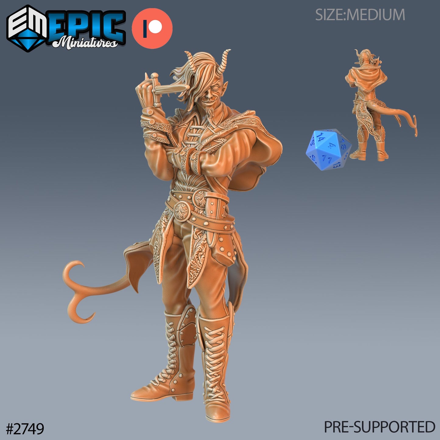 Tiefling Adventurer (3 Variants Available) - Epic Miniatures