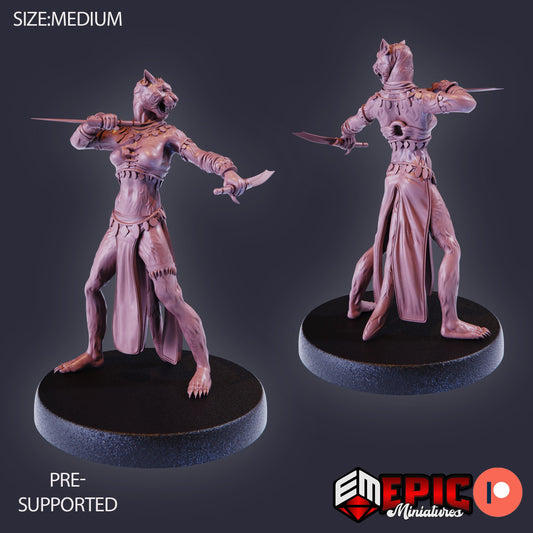 Catfolk Jaguar Huntress (3 Variants) - Epic Miniatures