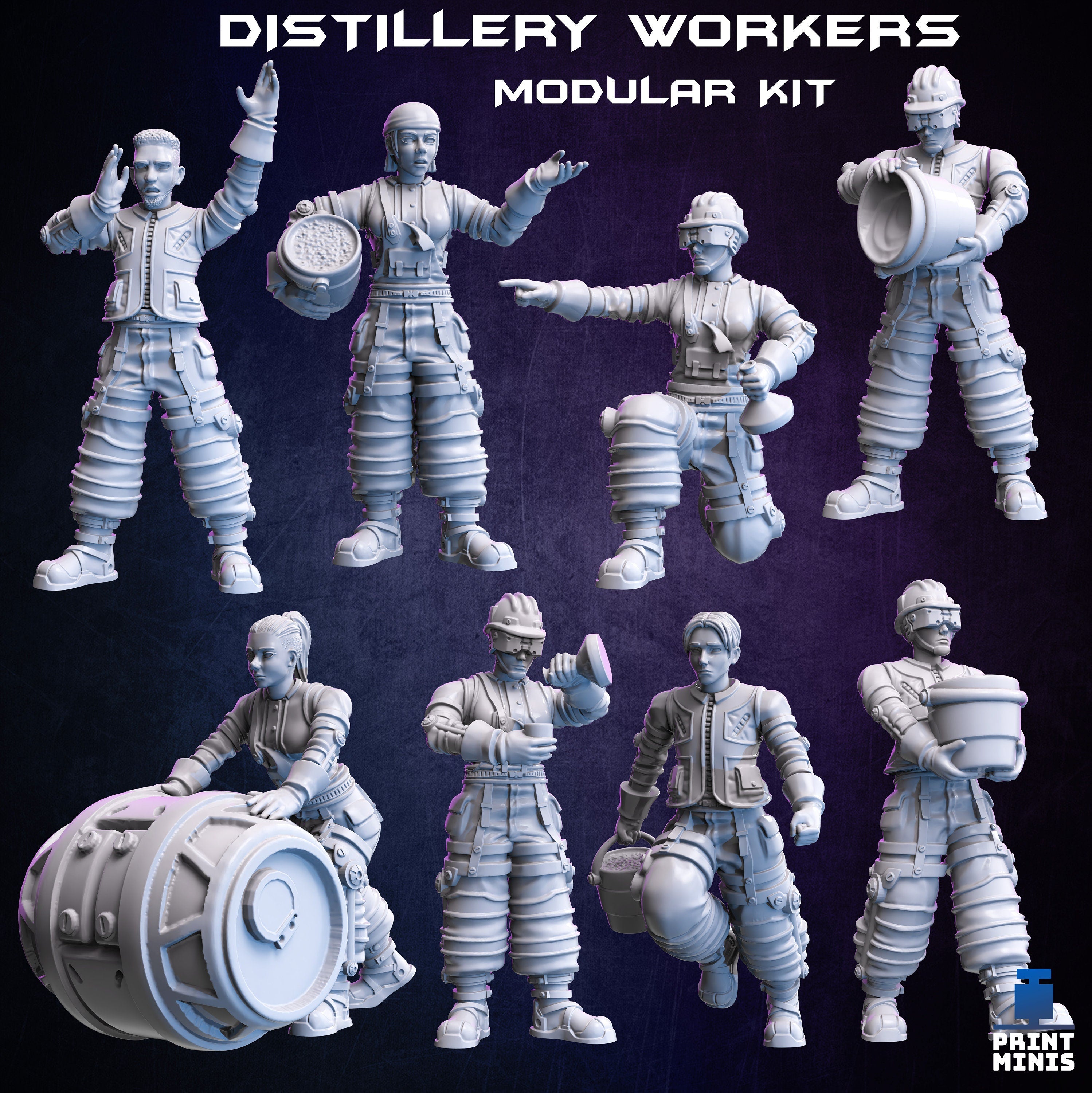 Distillery Workers - Modular Kit - Print Minis – Couatl's Hoard