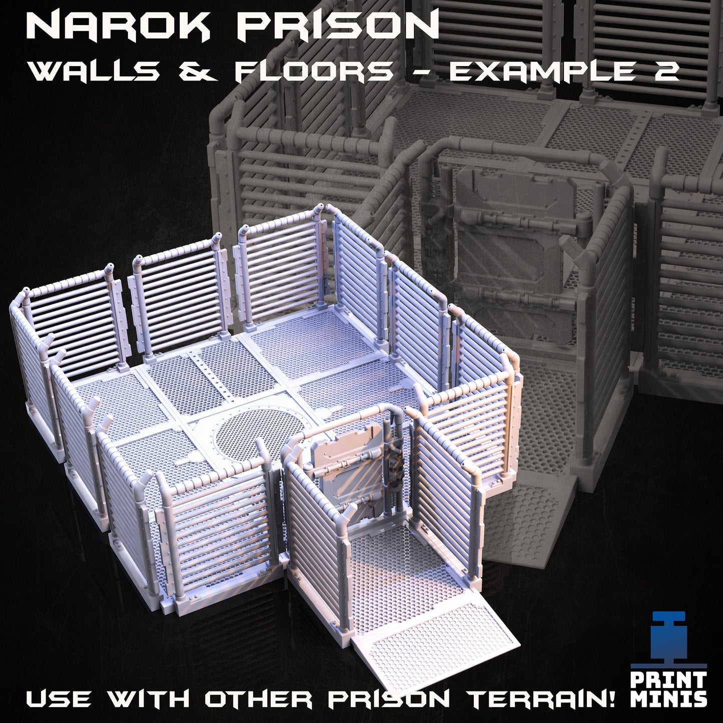 Narok Prison Walls and Floors - Modular Scenery Kit - Print Minis