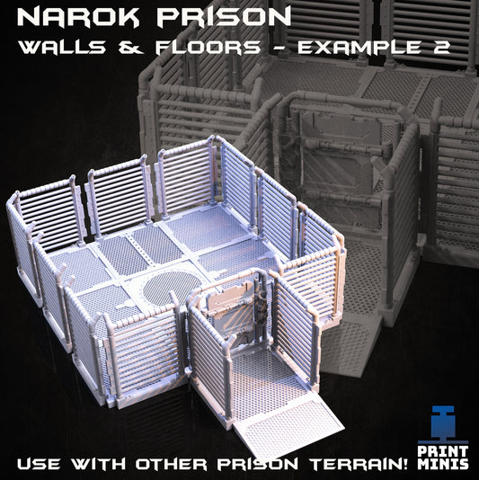 Narok Prison Walls and Floors - Modular Scenery Kit - Print Minis