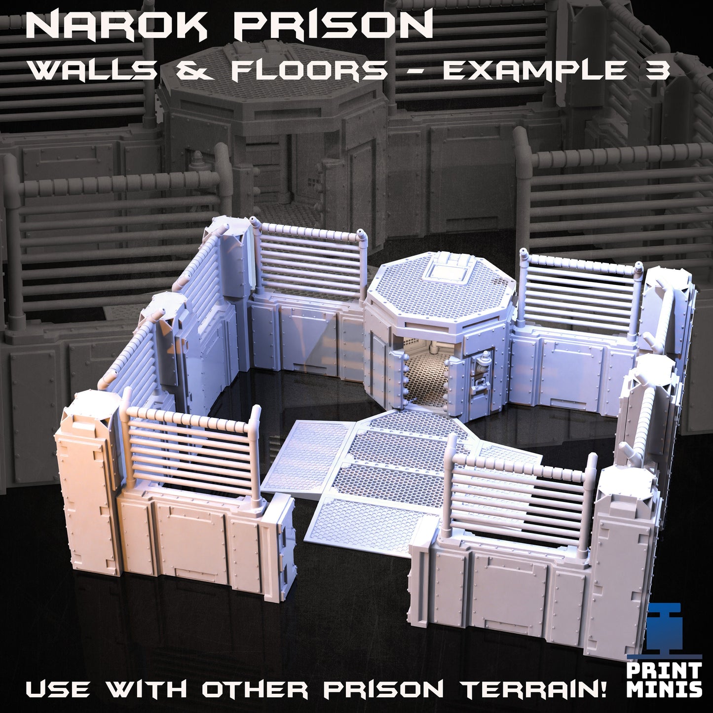 Narok Prison Walls and Floors - Modular Scenery Kit - Print Minis