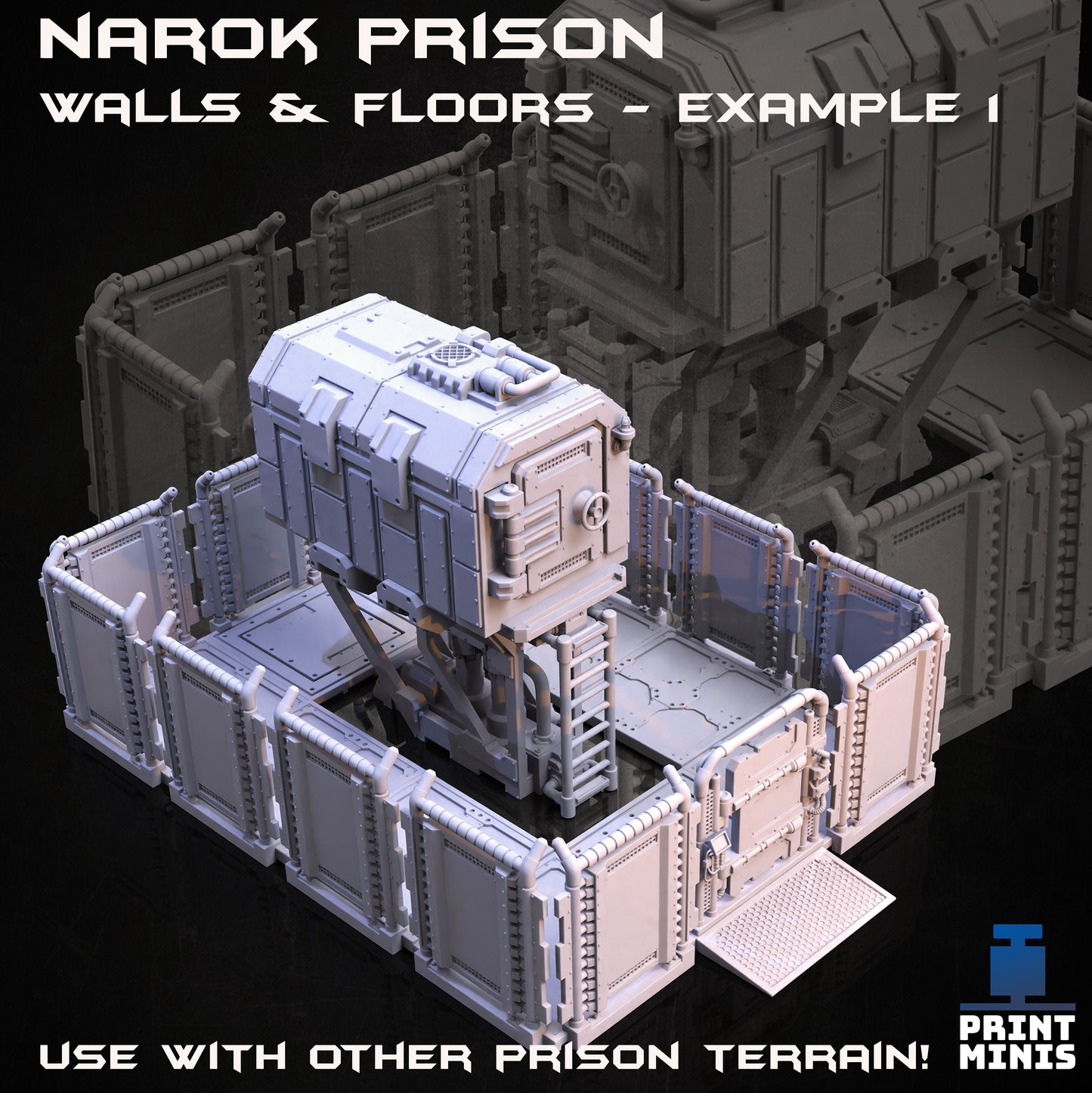 Narok Prison Walls and Floors - Modular Scenery Kit - Print Minis