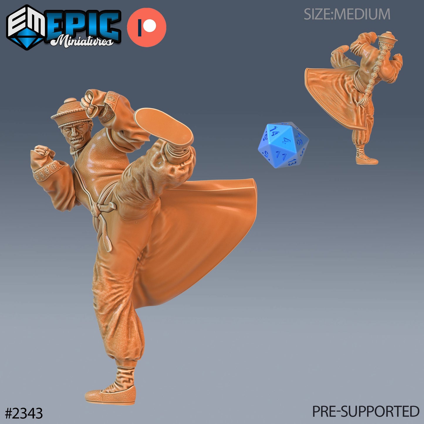 Zombie Kung Fu Monk (3 Variants Available) - Epic Miniatures