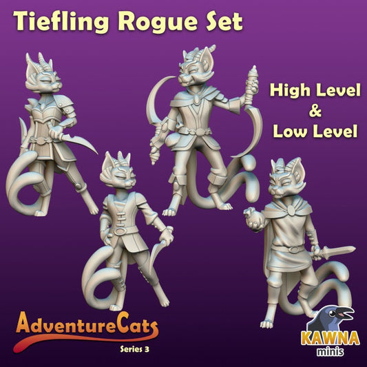 Tiefling Cat Rogue (4 Variants Available) - Kawna Minis