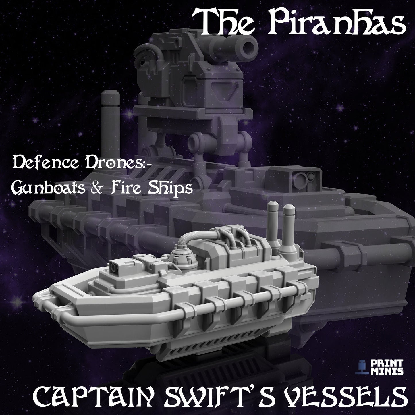 The Piranha - Pirate Skiff (2 Variants Available) - Print Minis