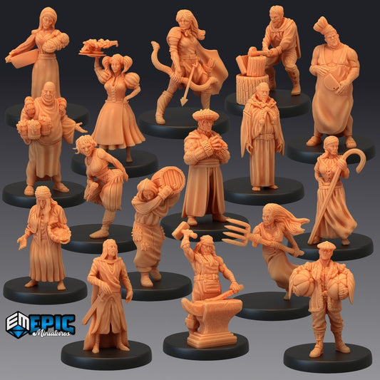 Villager Collection Part 2 (8 Variants Available) - Epic Miniatures
