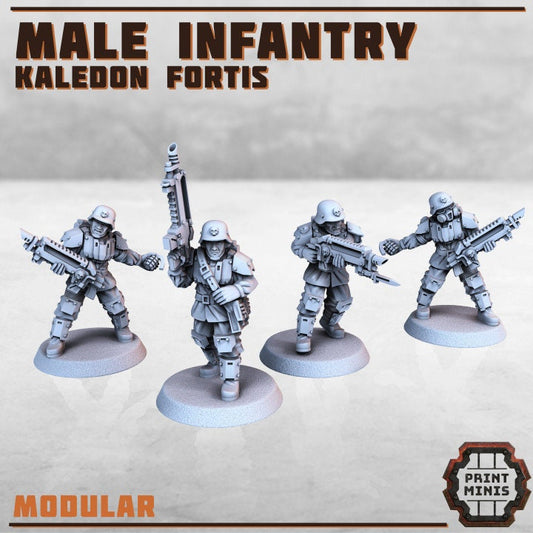 Male Infantry - Kaledon Fortis (4 Variants Available) - Print Minis