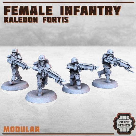 Female Infantry - Kaledon Fortis (4 Variants Available) - Print Minis