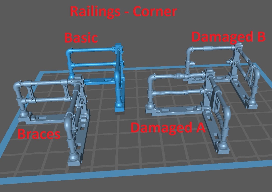 Stack City Terrain Part 2, Railings Update - Scenery Kit - Print Minis