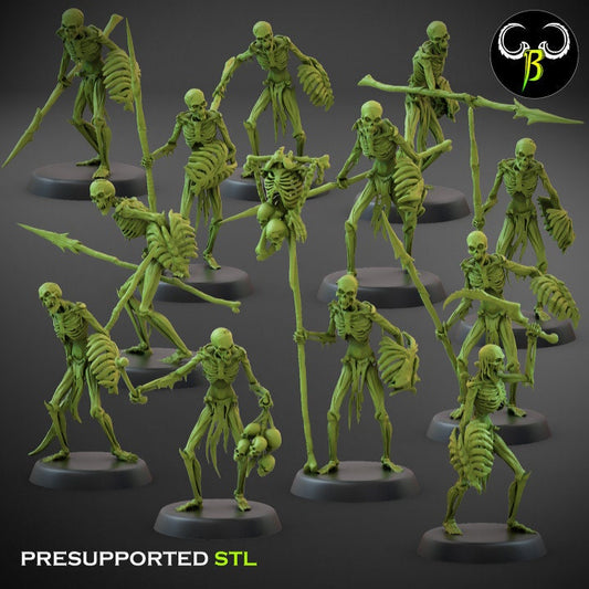 Flesh Skeleton Lance Set 2 (6 Variants Available) - Clay Beast Creations