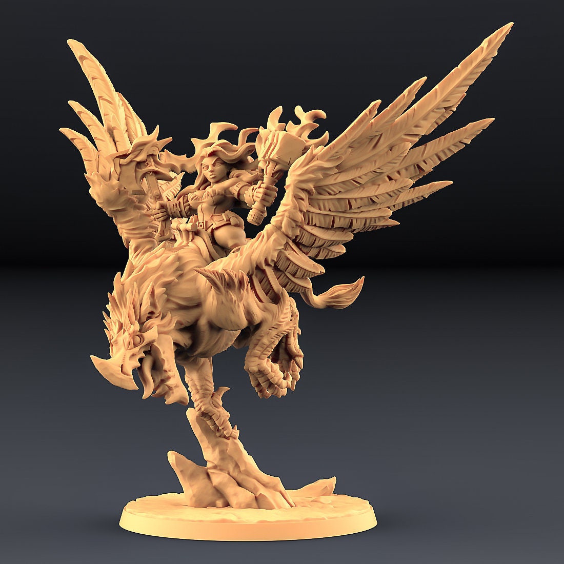 Helga Riding a Gryphon (2 Variants Available) - Artisan Guild