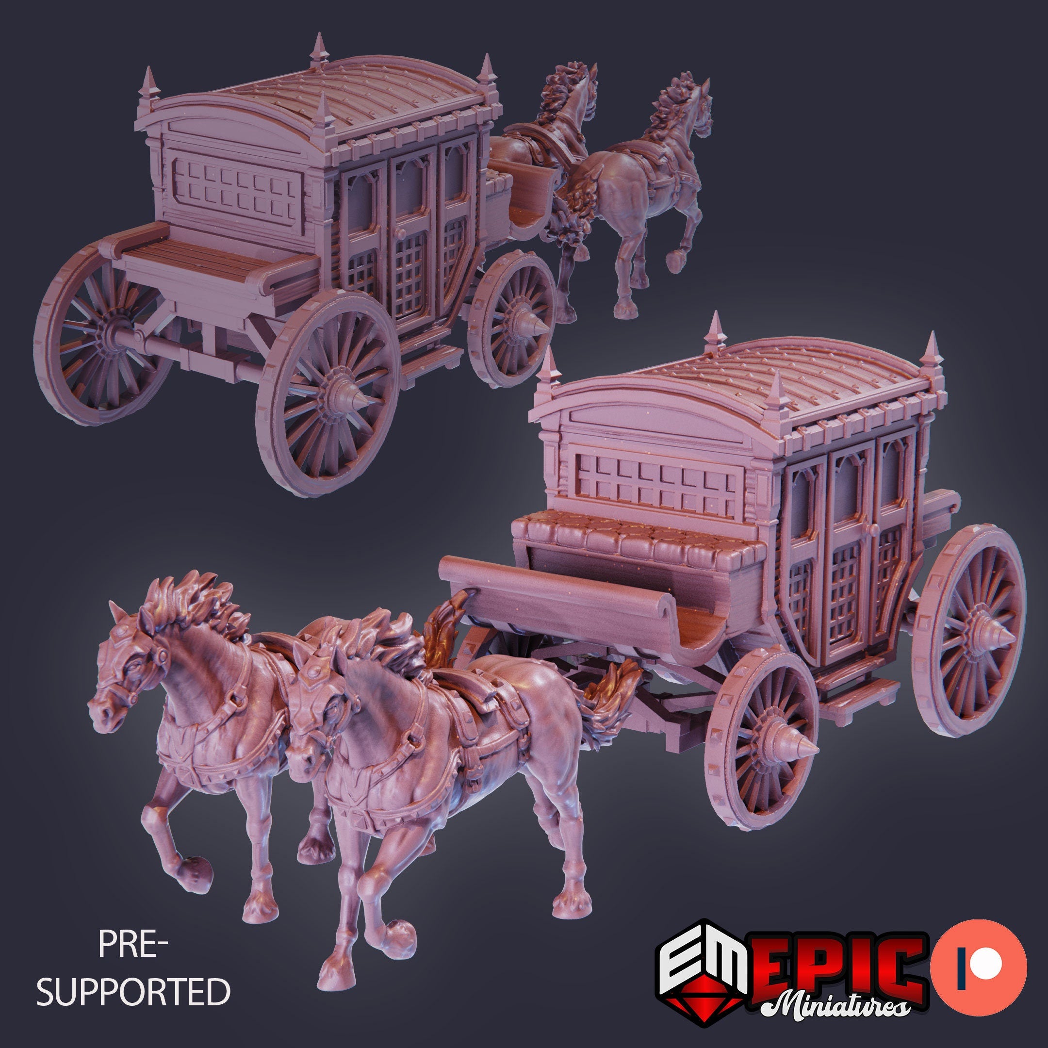 Horse-Drawn Carriage (2 Variants) - Epic Miniatures – Couatl's Hoard