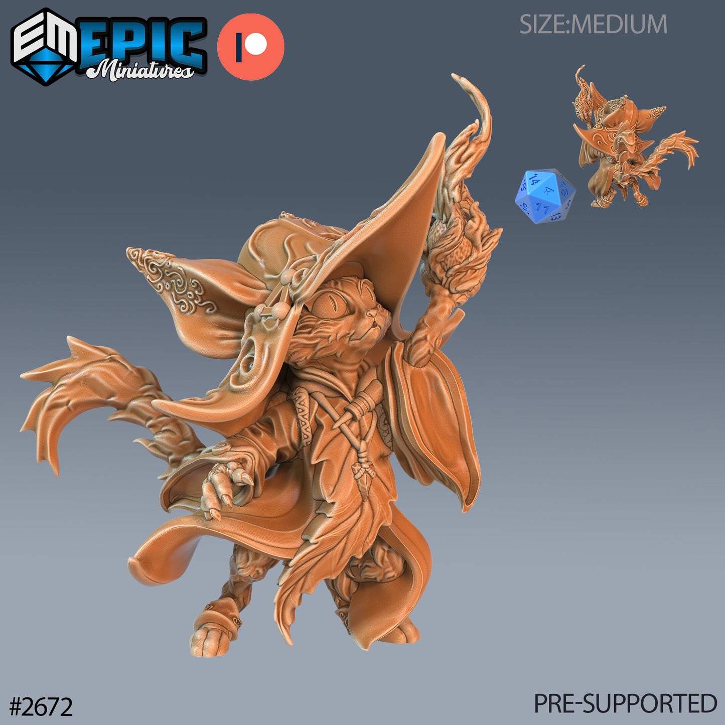 Cat Folk Druid (3 Variants Available) - Epic Miniatures