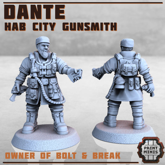 Dante, Hab City Gunsmith - Print Minis