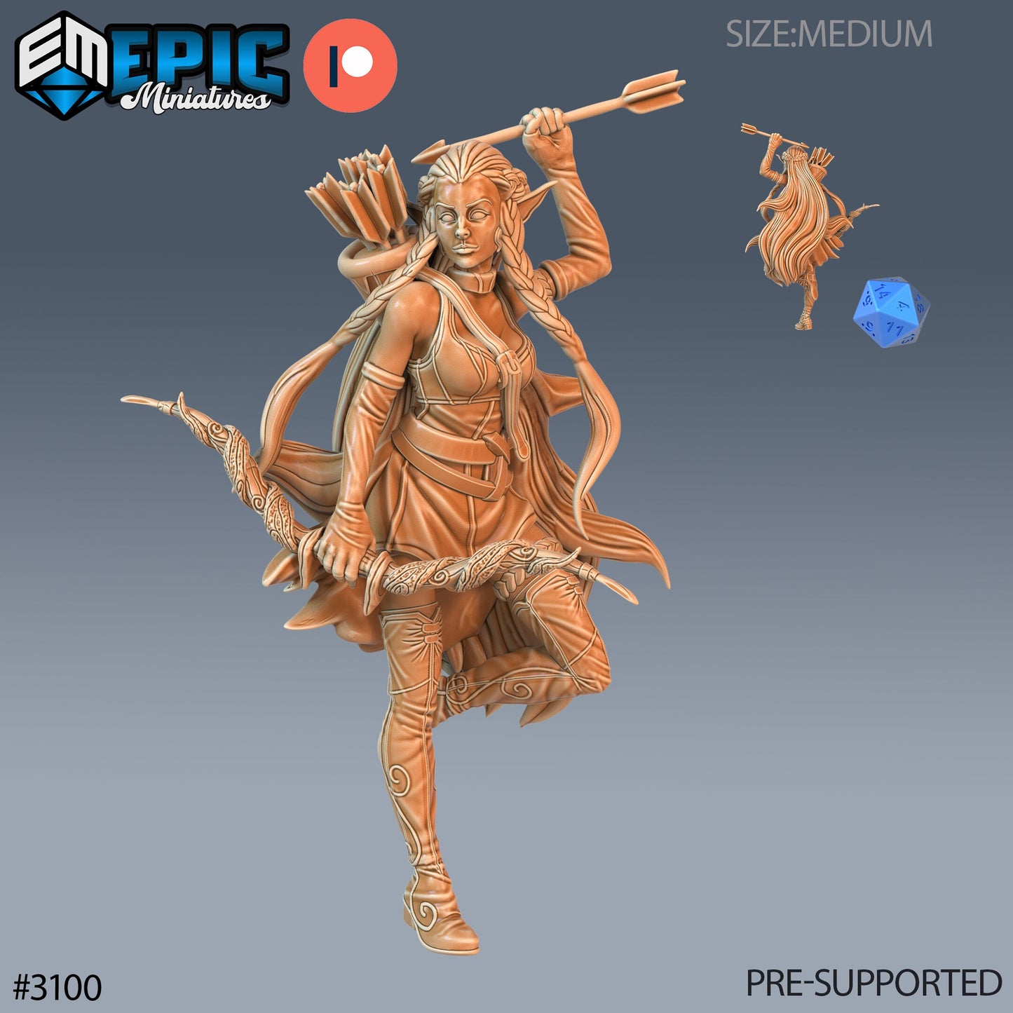 Elf Ranger Player Character (3 Variants Available) - Epic Miniatures