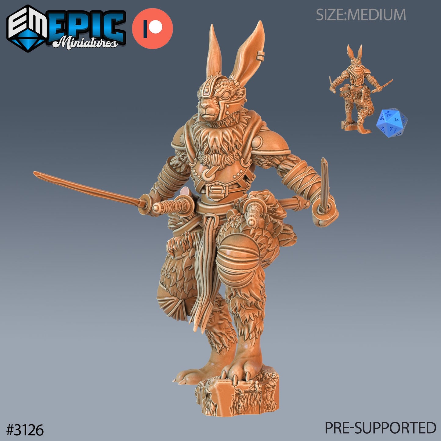 Rabbit Folk Blade Master (3 Variants Available) - Epic Miniatures