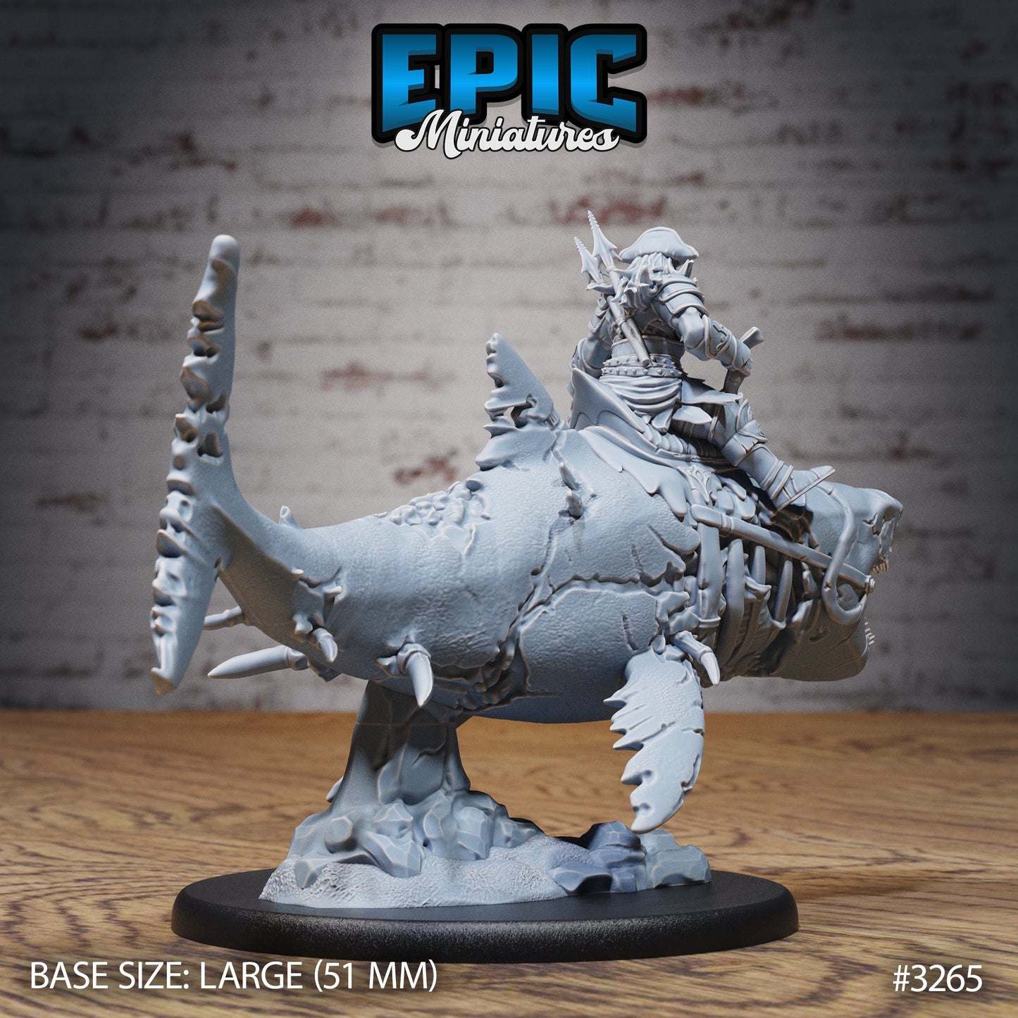 Cursed Captain riding a Zombie Shark - Epic Miniatures