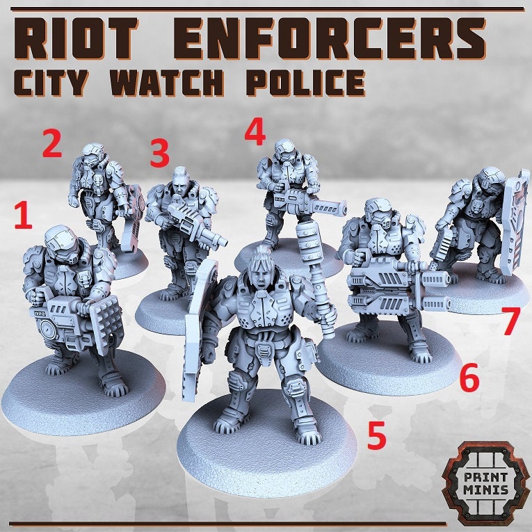 Riot Enforcers - City Watch Police (7 Variants Available) - Print Minis