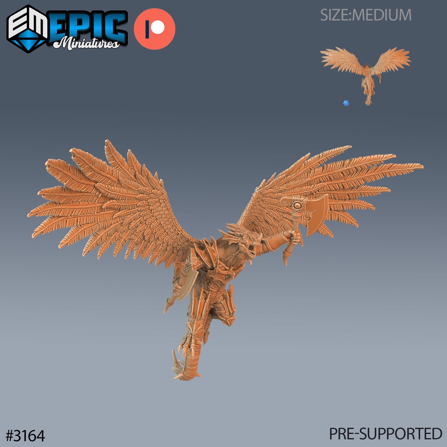 Winged Half Dragon - Feathered Wings (5 Variants Available) - Epic Miniatures