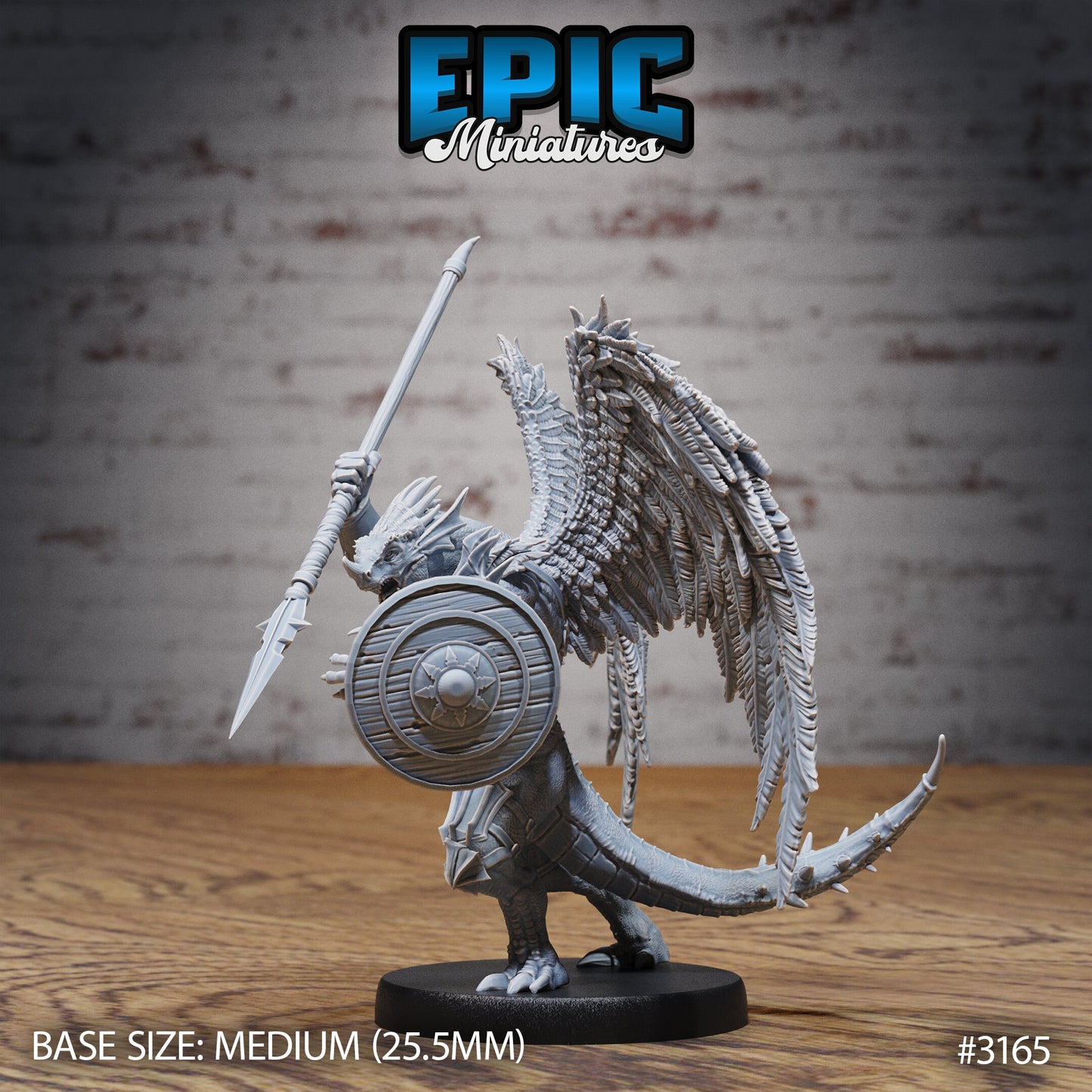 Winged Half Dragon - Feathered Wings (5 Variants Available) - Epic Miniatures