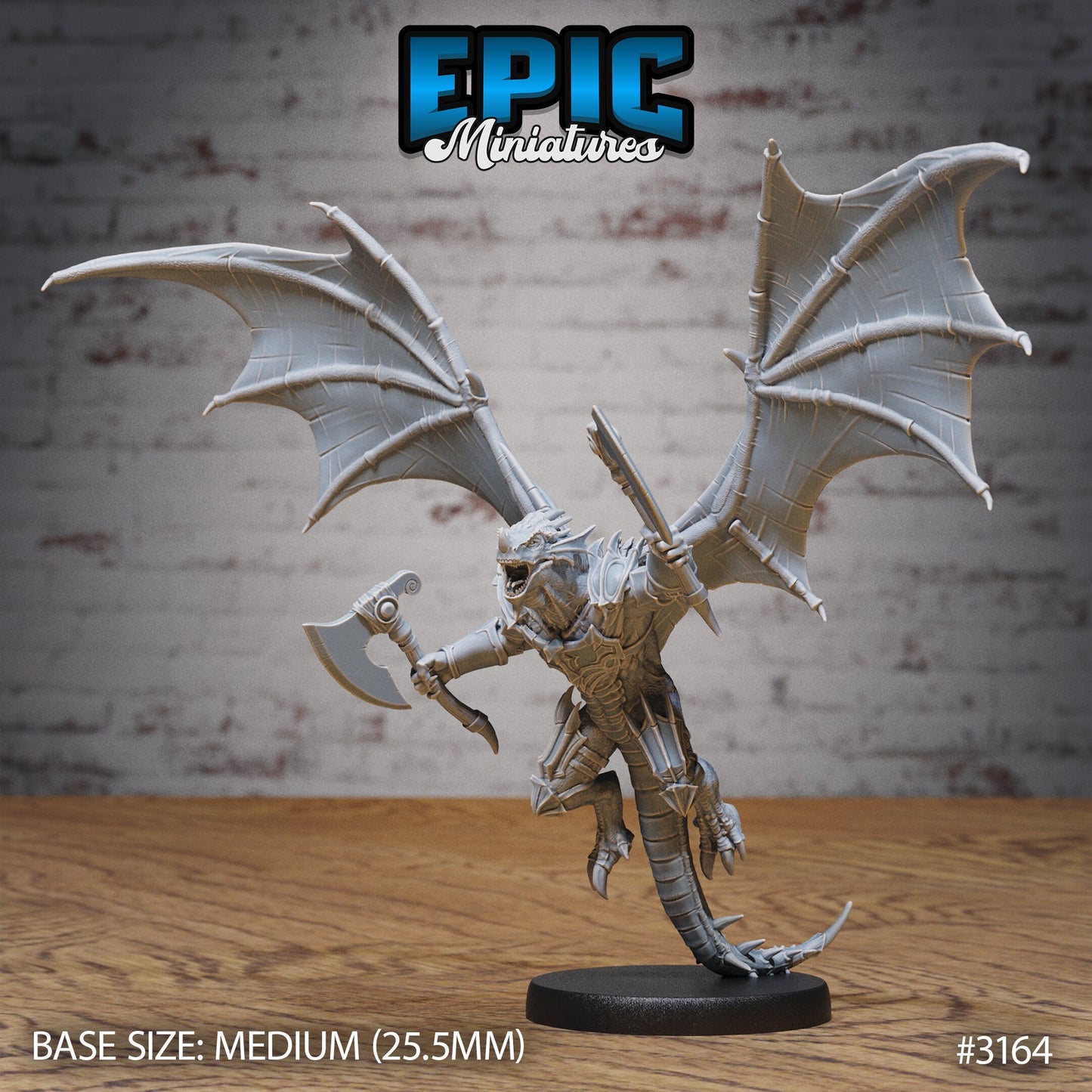 Winged Half Dragon - Bat Wings (5 Variants Available) - Epic Miniatures