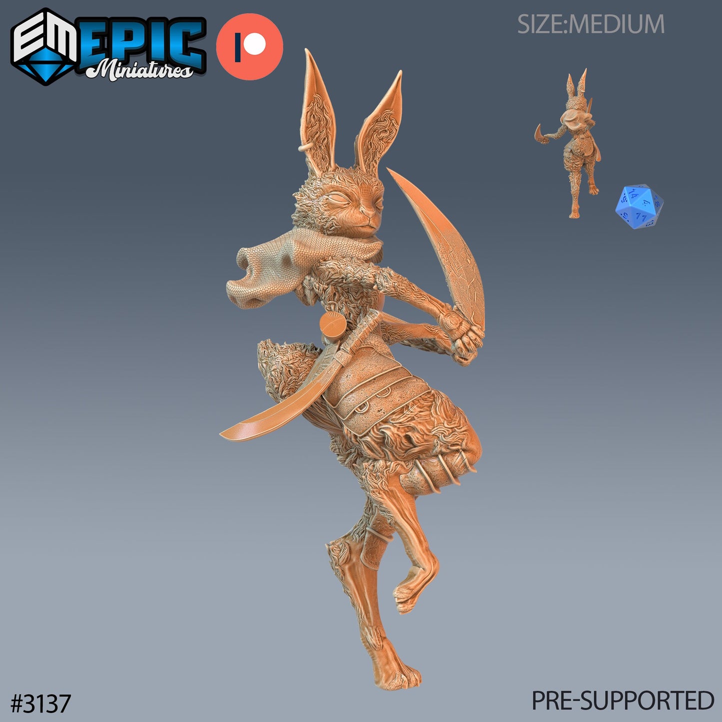 Rabbit Folk Warrior (4 Variants Available) - Epic Miniatures