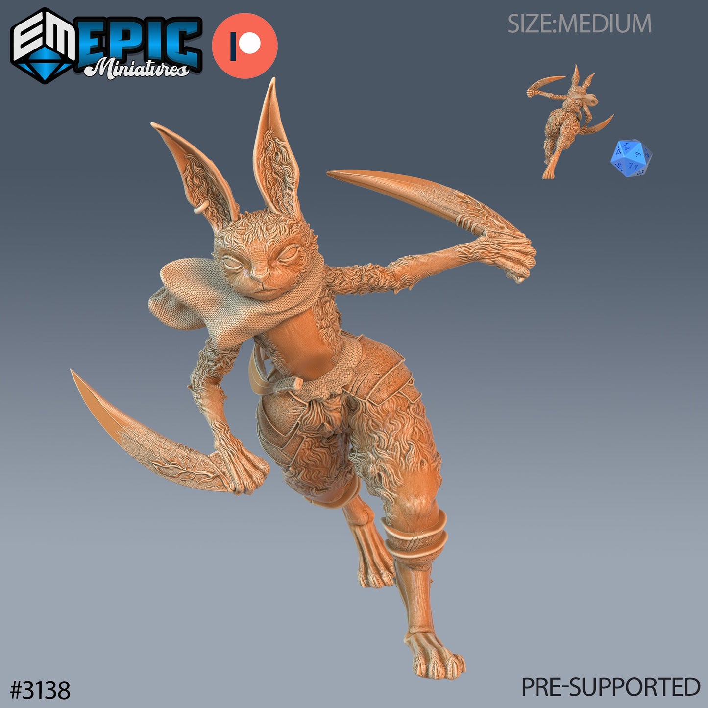 Rabbit Folk Warrior (4 Variants Available) - Epic Miniatures