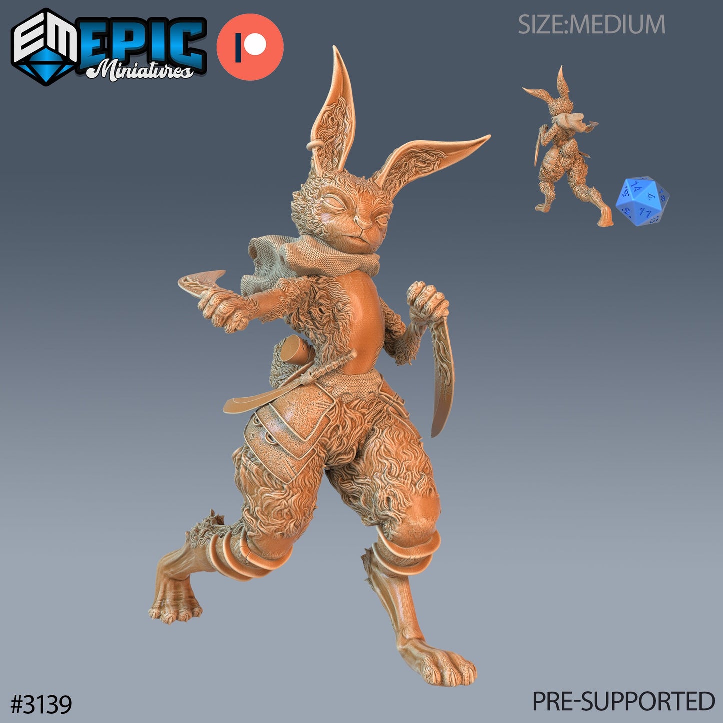 Rabbit Folk Warrior (4 Variants Available) - Epic Miniatures
