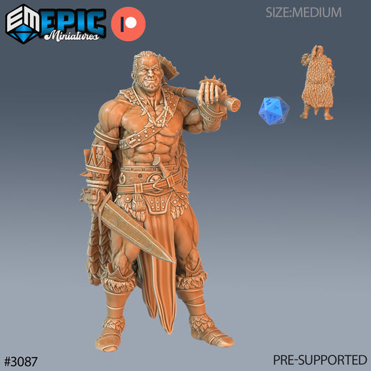 Barbarian Player Character (3 Variants Available) - Epic Miniatures