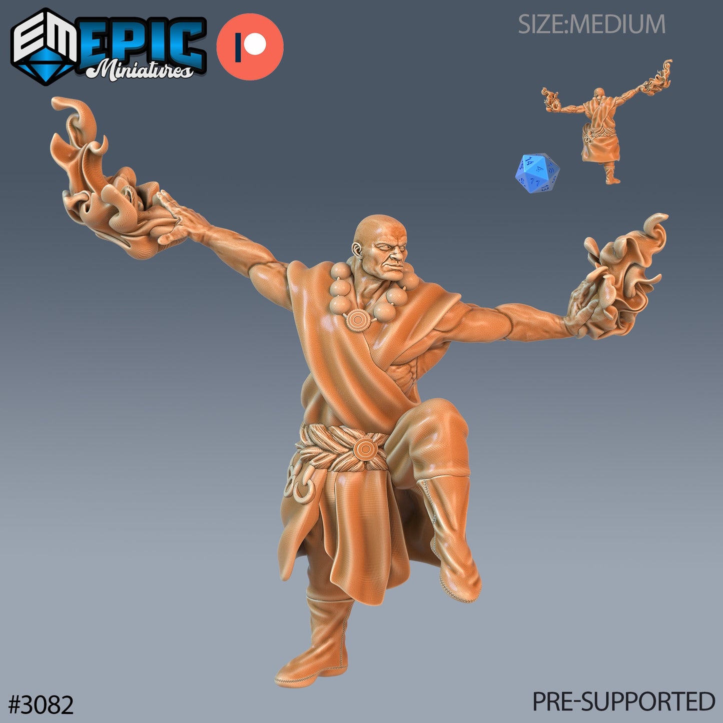 Monk Player Character - Male (3 Variants Available) - Epic Miniatures